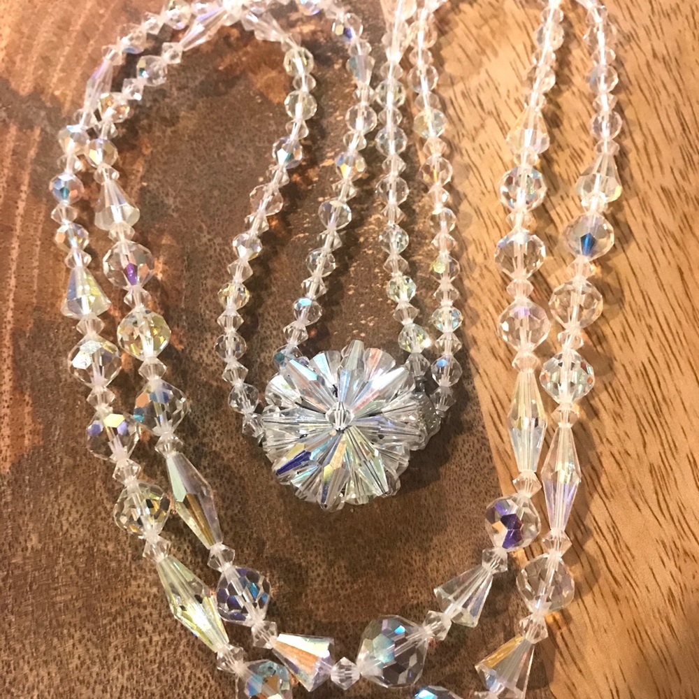 Antique Crystal Aurora Borealis Necklace